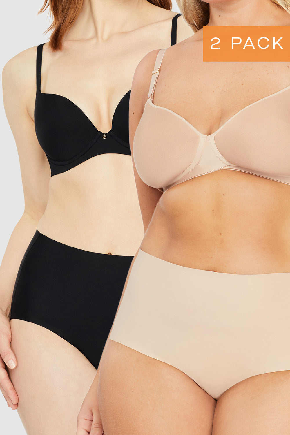Nancy Ganz Revive Smooth Waisted Brief in Warm Taupe and Black, seamless shaping briefs in essential everyday tones