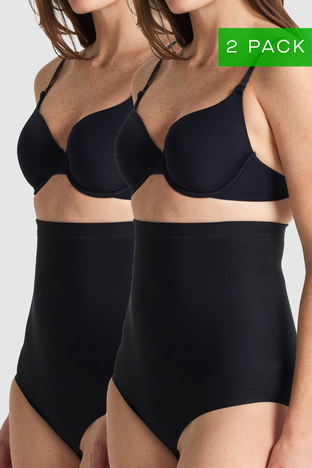 Nancy Ganz No VPL High Waisted Brief Two Pack in Black, invisible shapewear briefs designed for smooth lines under any outfit