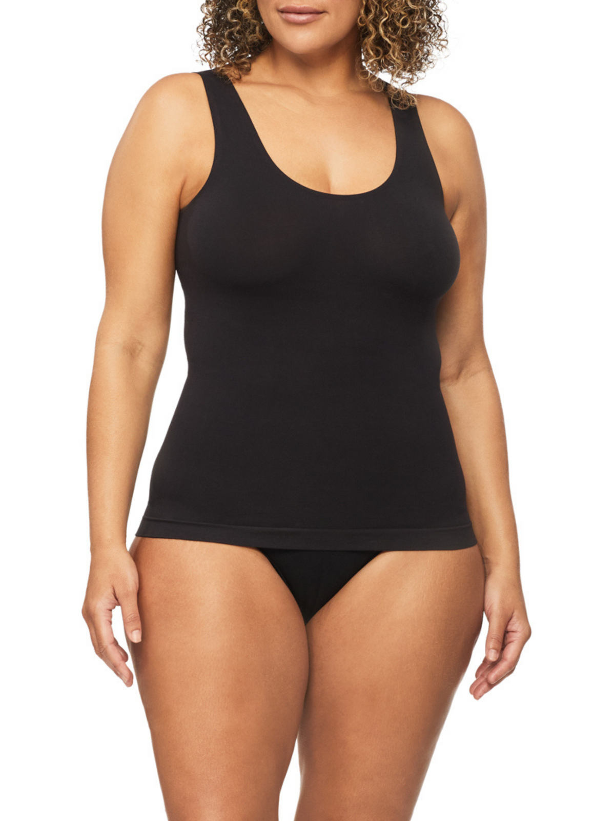 Bamboo Essentials Tank front detail showing breathable bamboo fibres and bonded edge design for invisible layering under clothes.