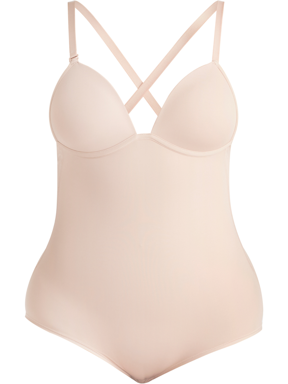 Close-up detail of Nancy Ganz Body Sculpt Low Back Bodysuit fabric and construction, highlighting sculpting support and soft stretch finish.