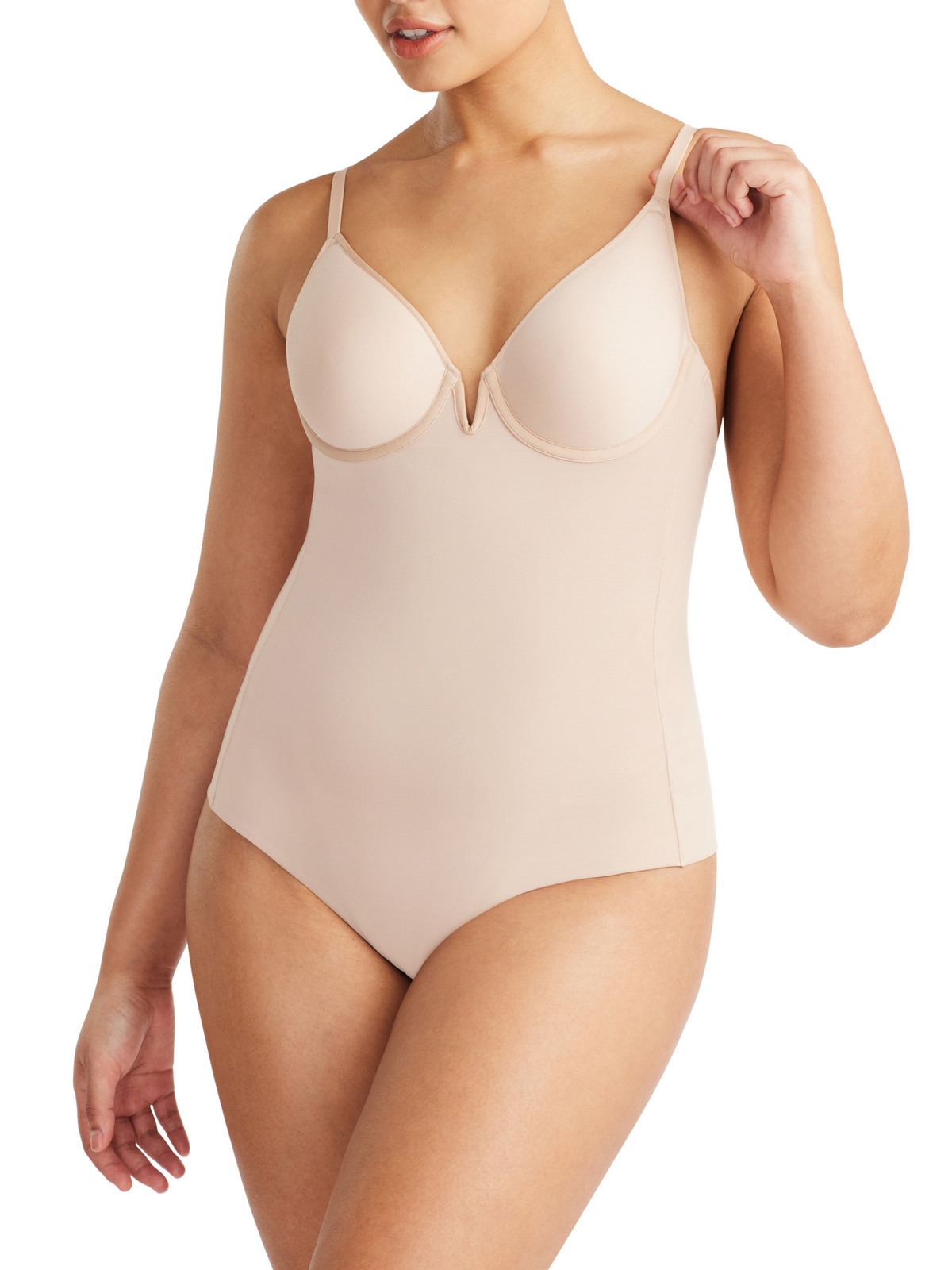 Sheer Infinity Bodysuit in Warm Taupe by Nancy Ganz