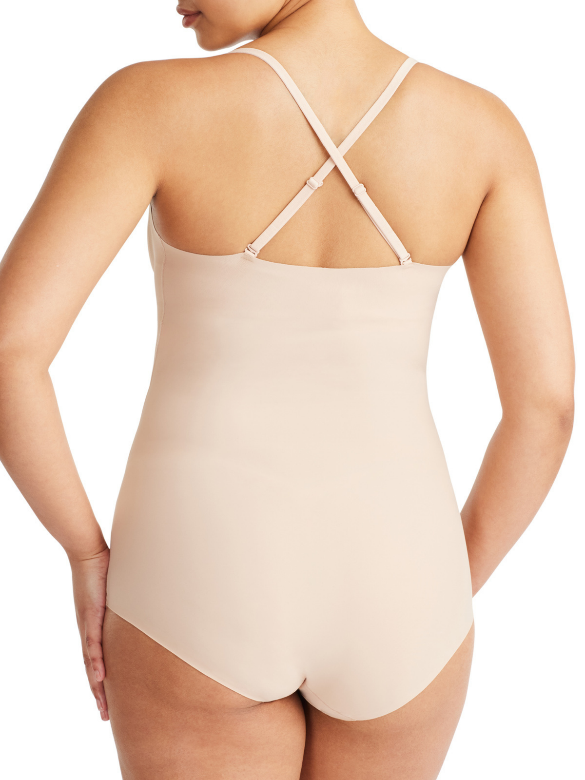 Back view close-up of Nancy Ganz Revive Smooth UB Slip showing smooth panel finish and versatile strap design.