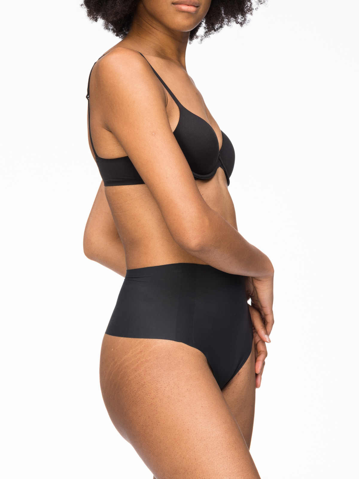 Side view of Body Light Waisted Thong emphasizing lightweight, breathable fabric that keeps skin cool and comfortable.