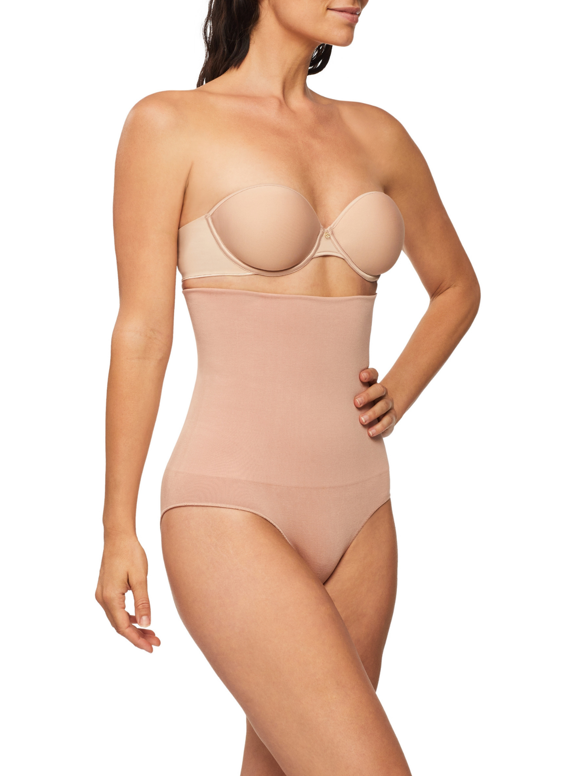 Side profile of Bamboo Essentials High Waisted Brief showing breathable bamboo yarns that wick moisture and keep skin cool and dry.