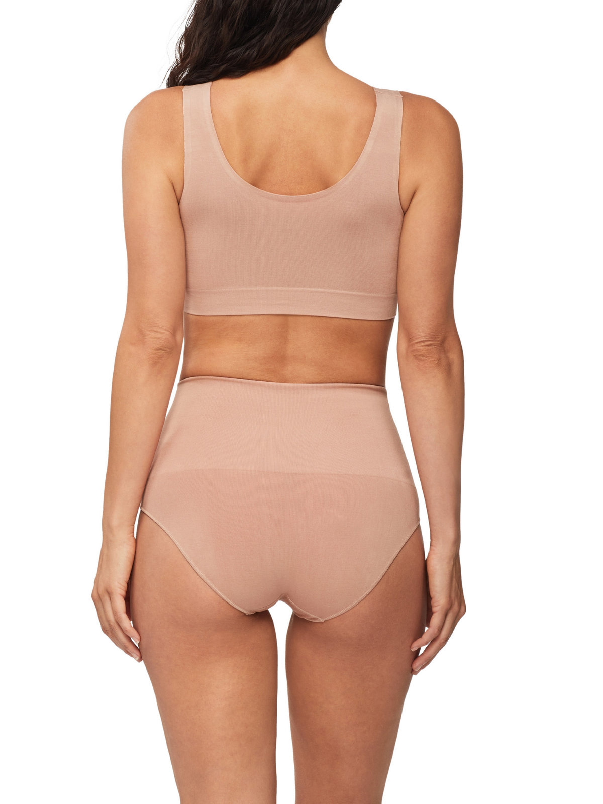 Back view of Nancy Ganz Bamboo Essentials Waisted Brief highlighting tag-free design and smooth finish for invisible shaping.