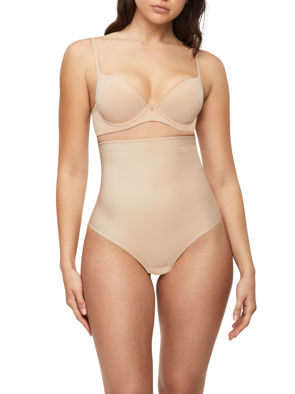 X-Factor High Waisted Thong in Warm Taupe by Nancy Ganz