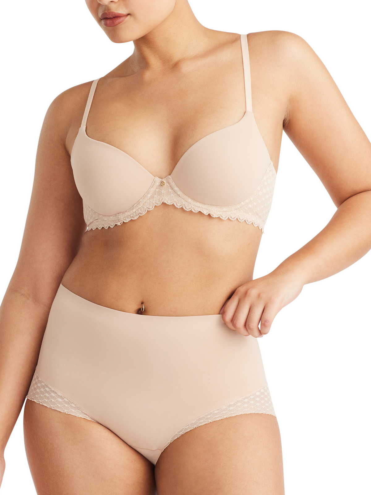 Revive Lace Waisted Brief in Warm Taupe by Nancy Ganz