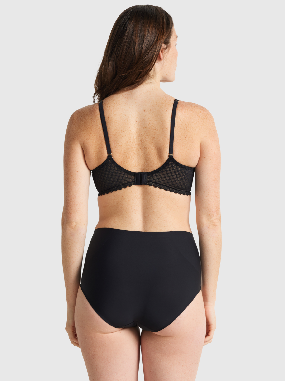 Back profile of Nancy Ganz Revive Smooth Waisted Brief with 100% cotton gusset for comfort and breathability.