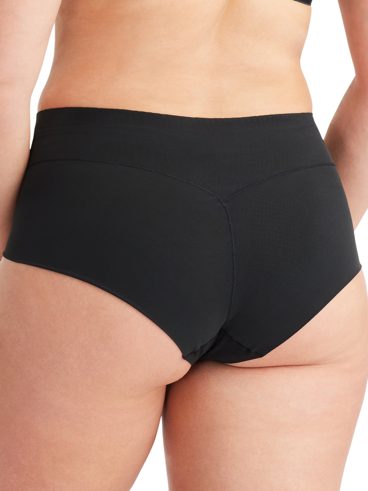 Back profile of Sheer Infinity Brazilian cut brief showcasing cheeky coverage, seamless lines, and smooth silhouette under clothes.