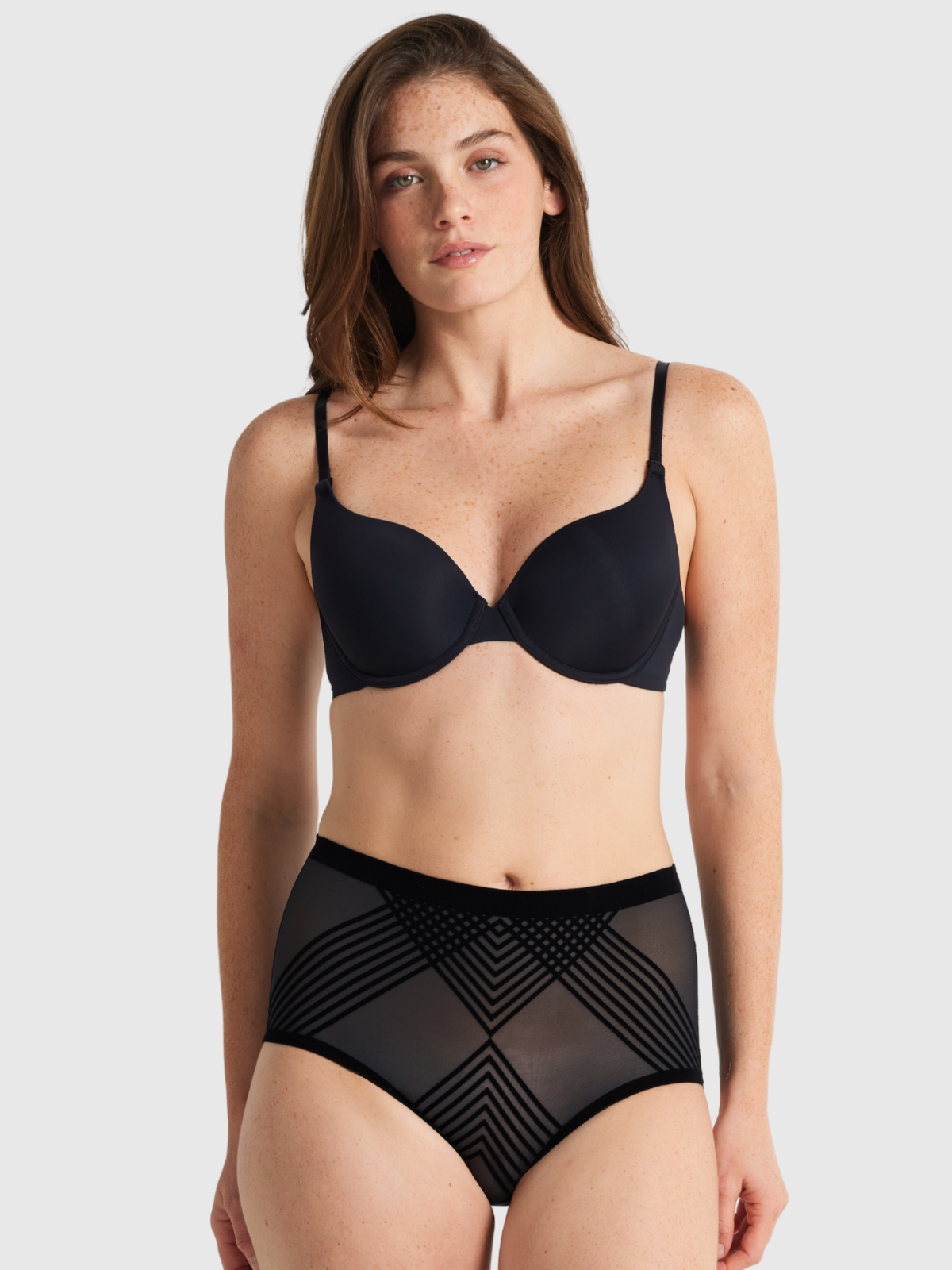Nancy Ganz Sheer Power Waisted Brief in Black.