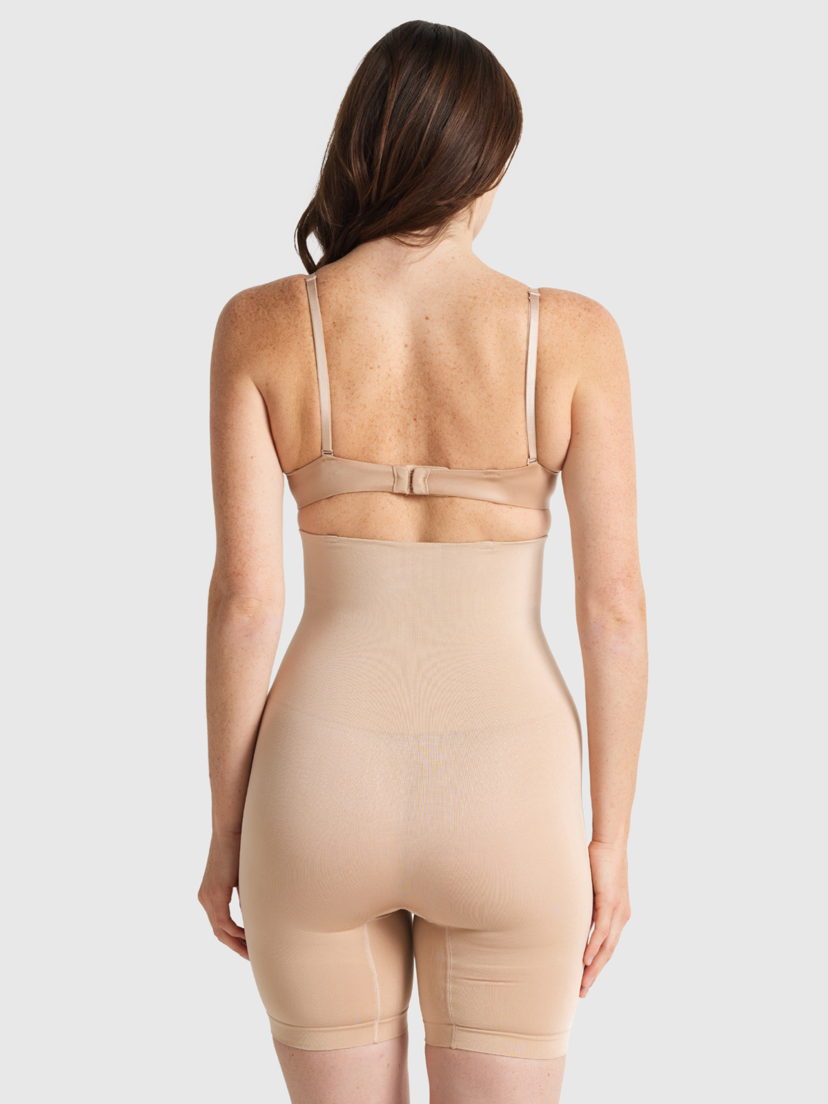 Back view of Seamless Seduction high waist bike short with removable straps and snug fit to prevent rolling down.