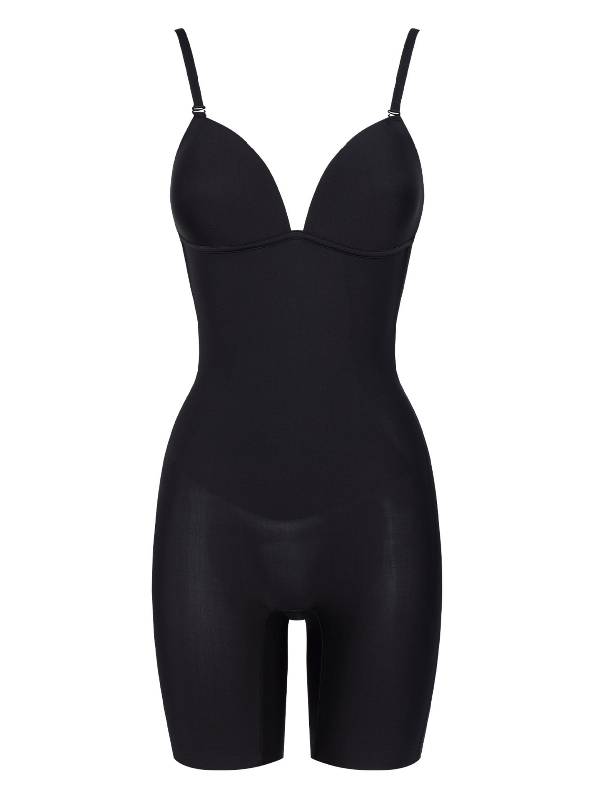 Front profile of Body Define Jumpsuit showing targeted control panels sculpting tummy and thighs for a sleek silhouette.