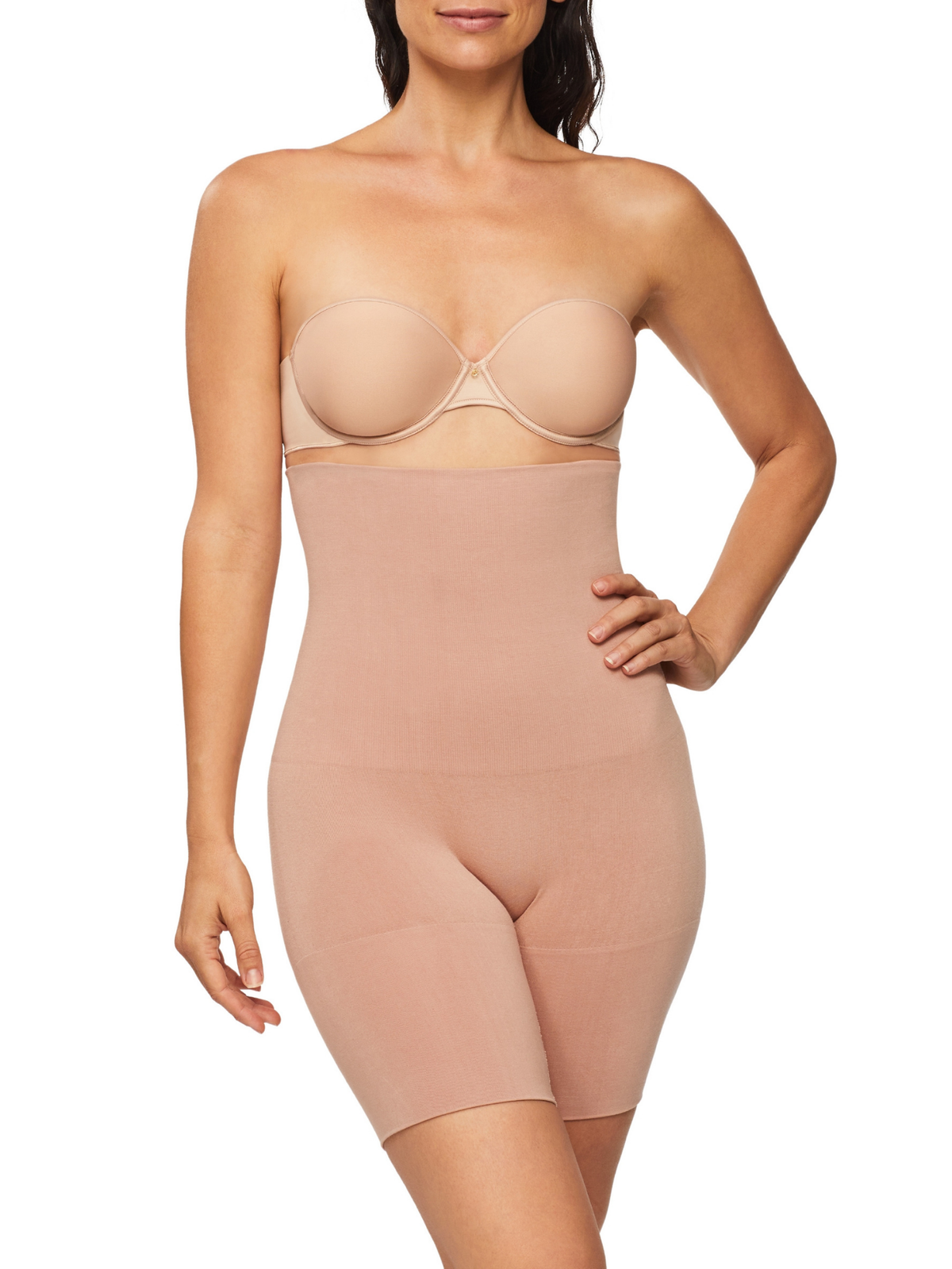 Bamboo Essentials High Waisted Thigh Shaper in Mahogany by Nancy Ganz