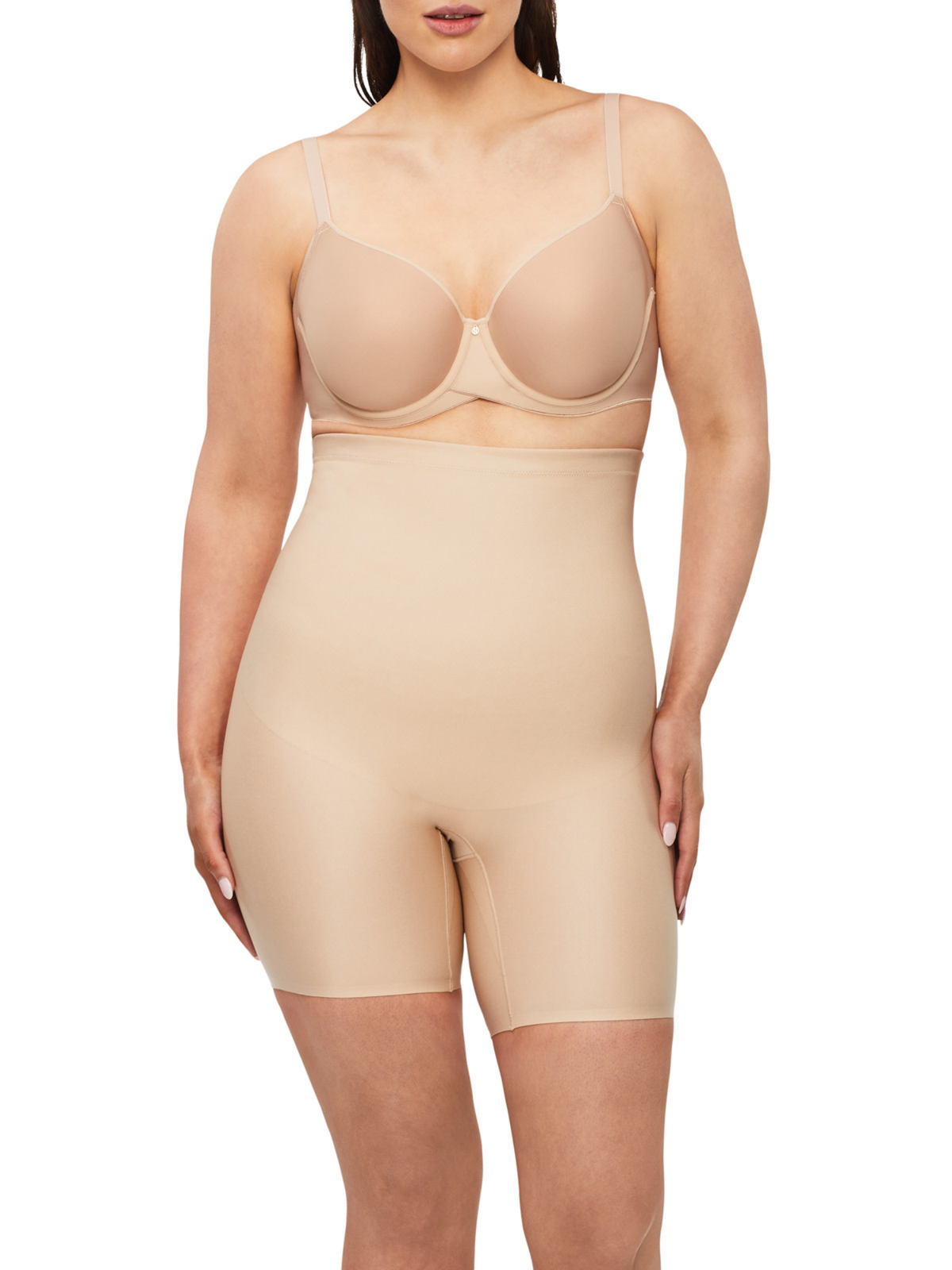 X Factor High Waisted Thigh Shaper in Warm Taupe by Nancy Ganz.