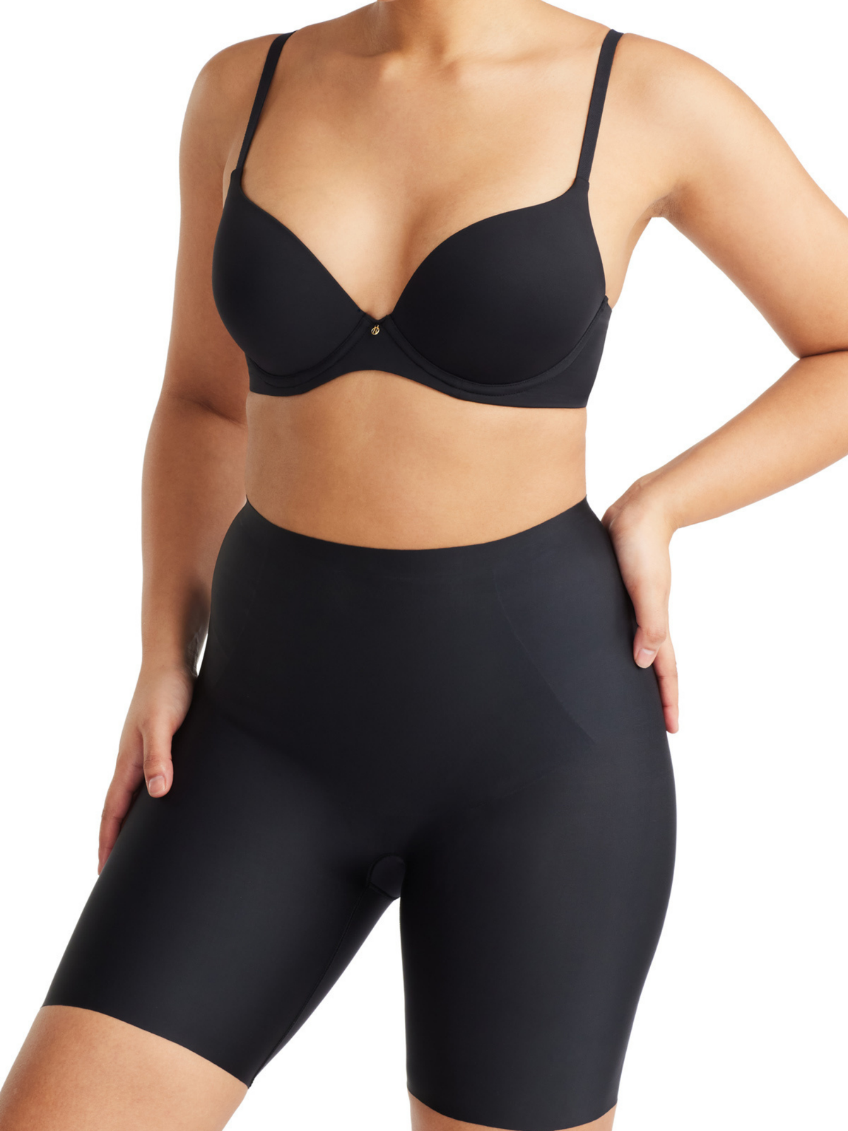 No VPL Waisted Thigh Shaper in Black by Nancy Ganz.