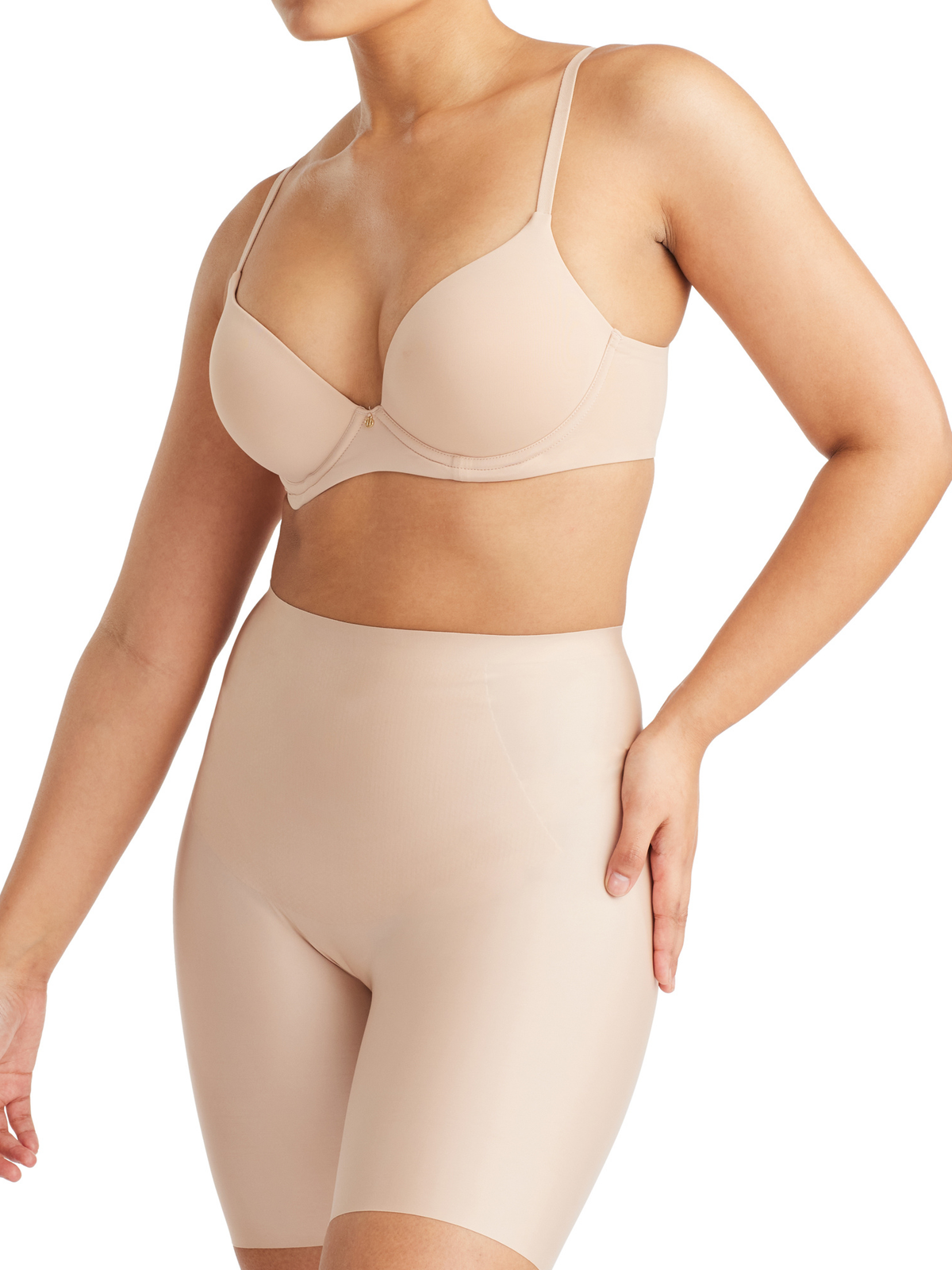 No VPL Waisted Thigh Shaper in Warm Taupe by Nancy Ganz.