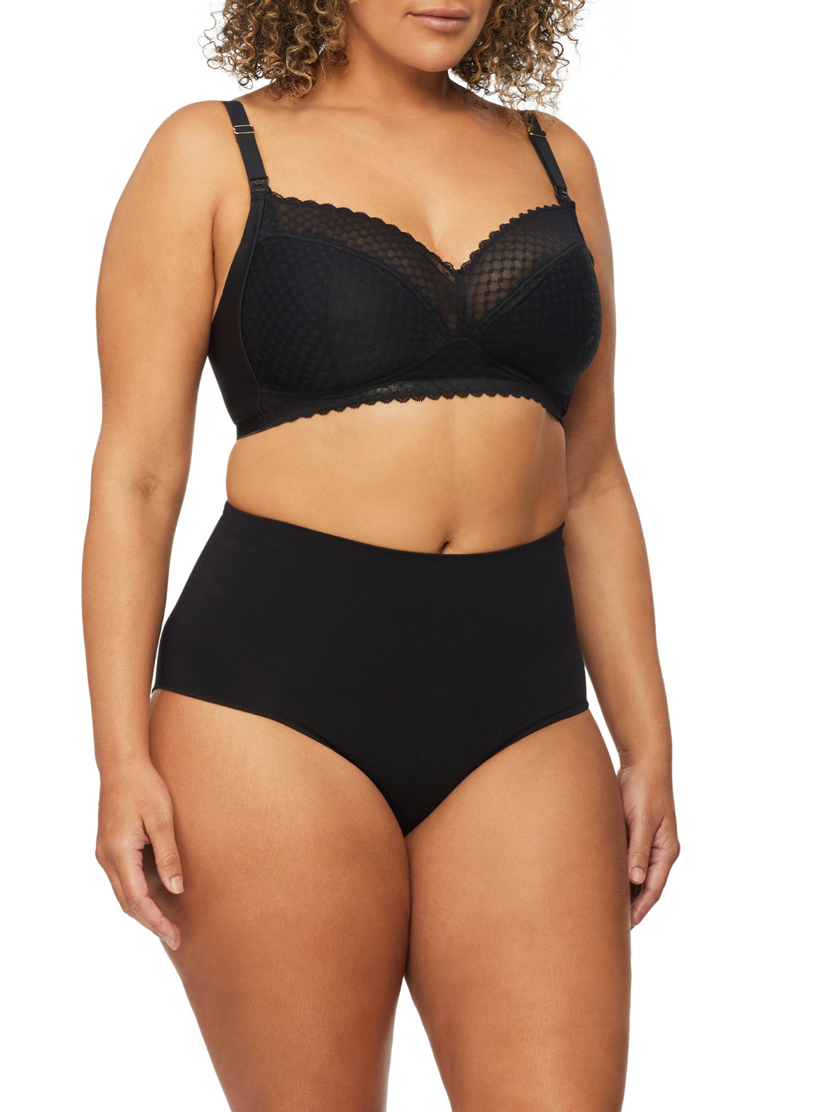Wire-free maternity and nursing bra from the Revive collection featuring Body I.D support