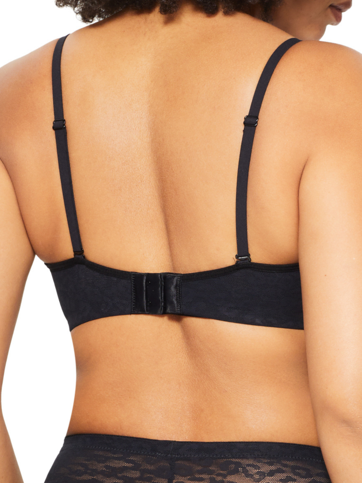 Back view of the Nancy Ganz Lace Supreme Wirefree Bralette showing a smooth back band and adjustable straps.