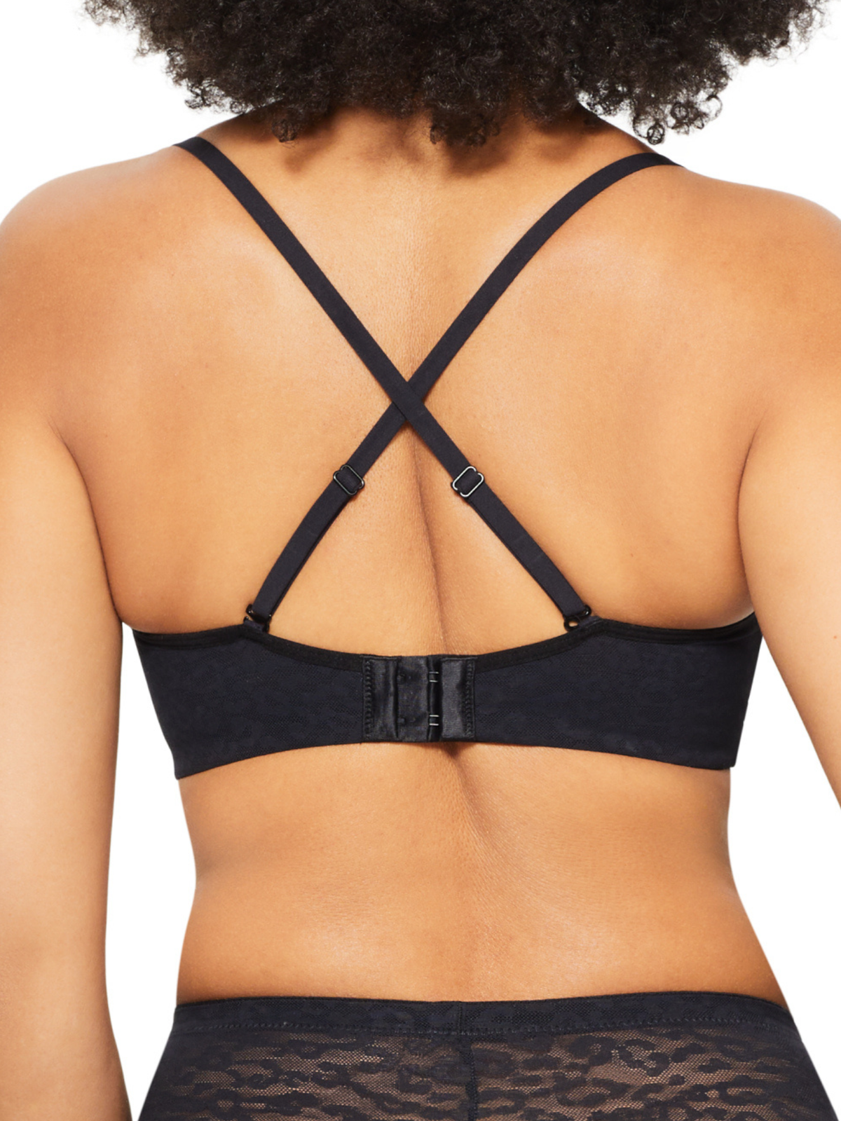 Back view of the Nancy Ganz Lace Supreme Wirefree Bralette highlighting the wide lace back panel and supportive, wirefree design.