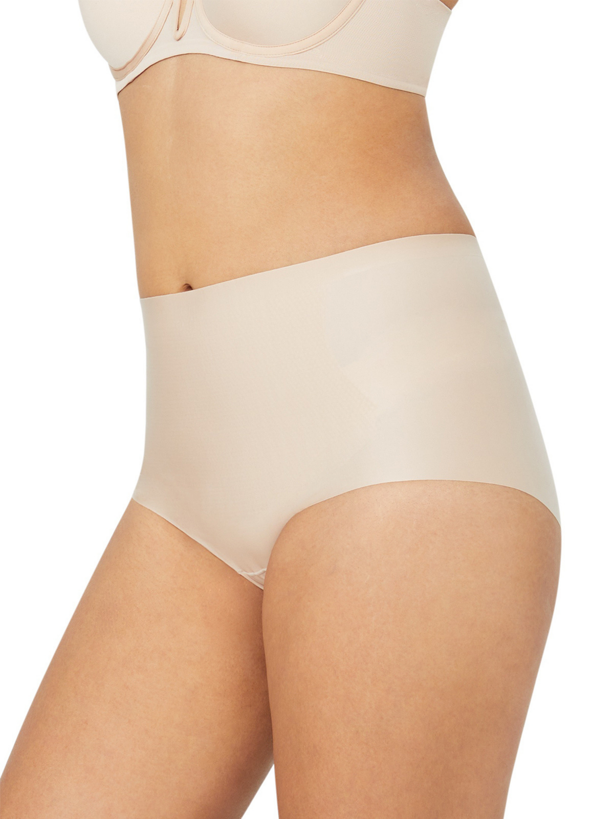 Side profile of Nancy Ganz No VPL Waisted Brief showing smooth silhouette and body-hugging fit with breathable bonded panels.