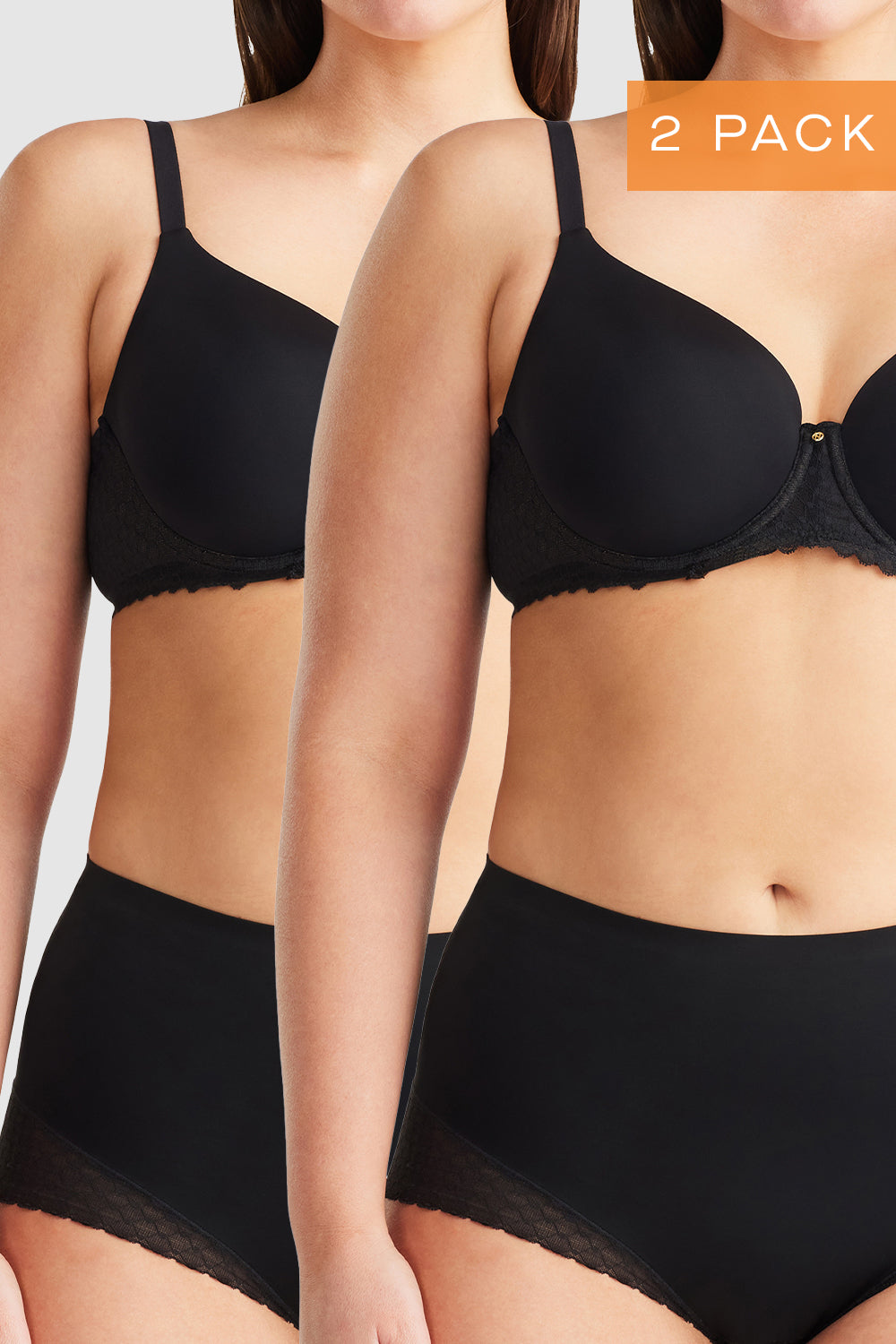 Nancy Ganz Revive Lace Waisted Brief in Black, elegant black lace shaping brief with comfortable mid rise fit