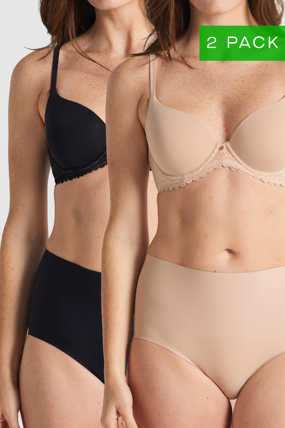 Nancy Ganz Revive Smooth Waisted Brief in Warm Taupe and Black, seamless shaping briefs in essential everyday tones