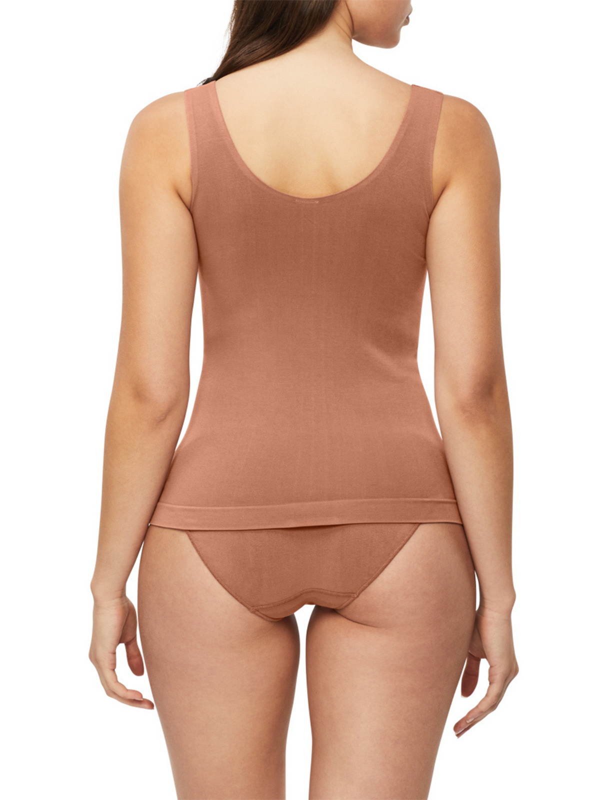 Back view of Nancy Ganz Bamboo Essentials Tank, smooth seam-free design with bonded flat edges for no visible lines.