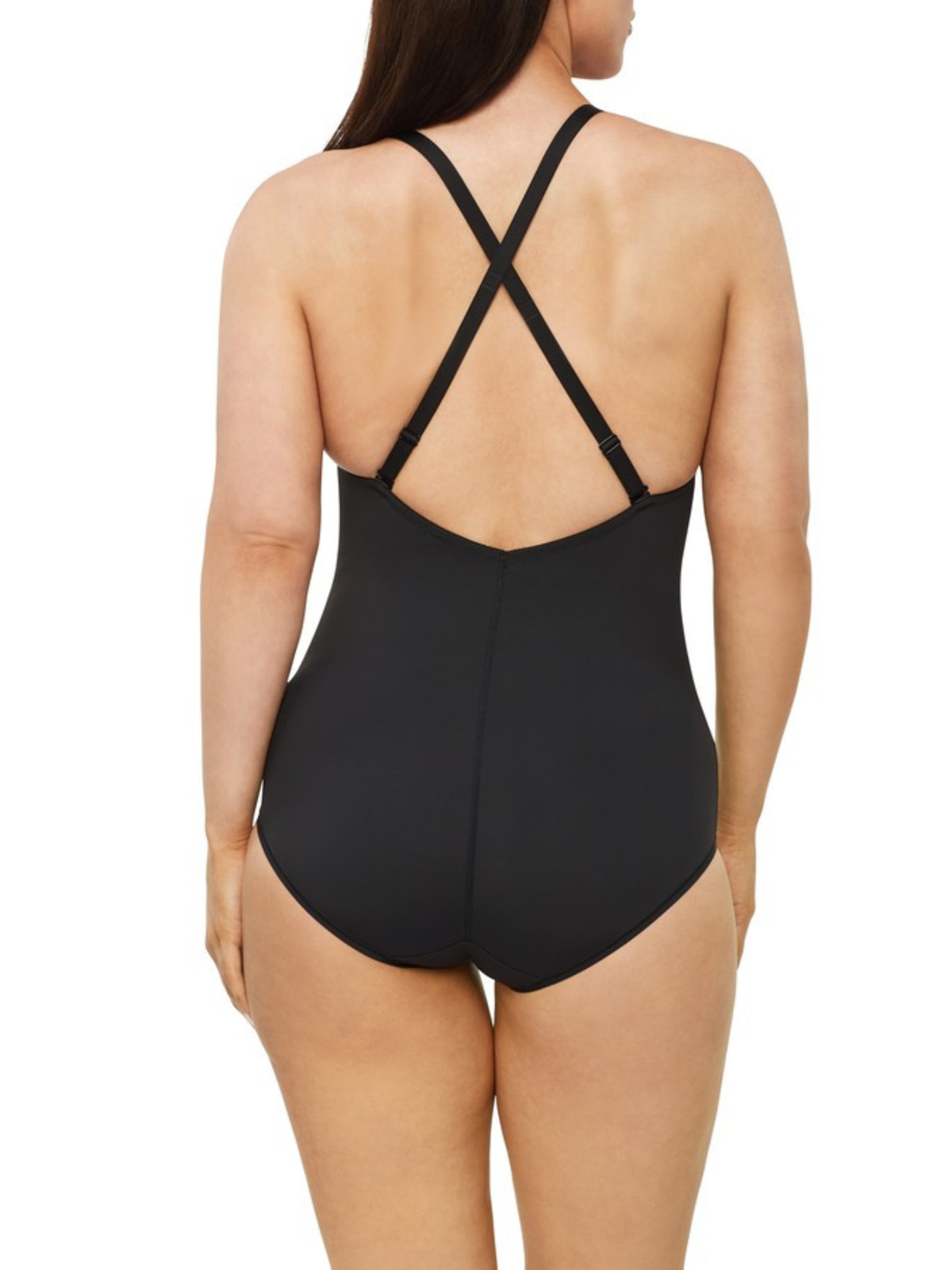 Nancy Ganz Body Sculpt Low Back Bodysuit shown with changeable straps attached, designed for versatile wear and support.