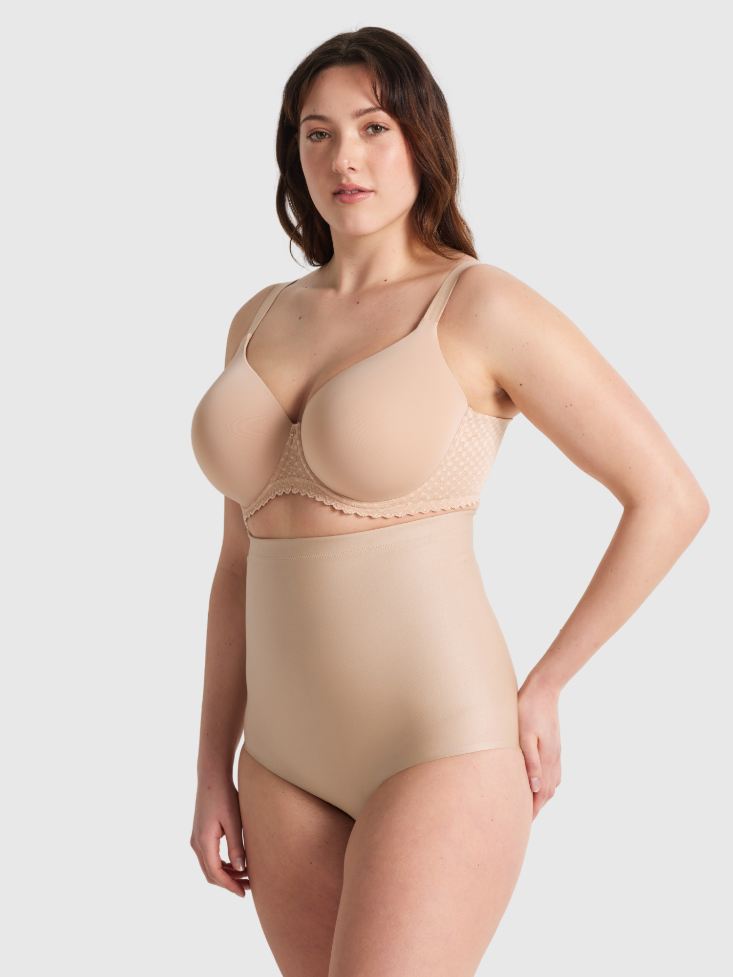 X Factor High Waisted Brief in Warm Taupe by Nancy Ganz