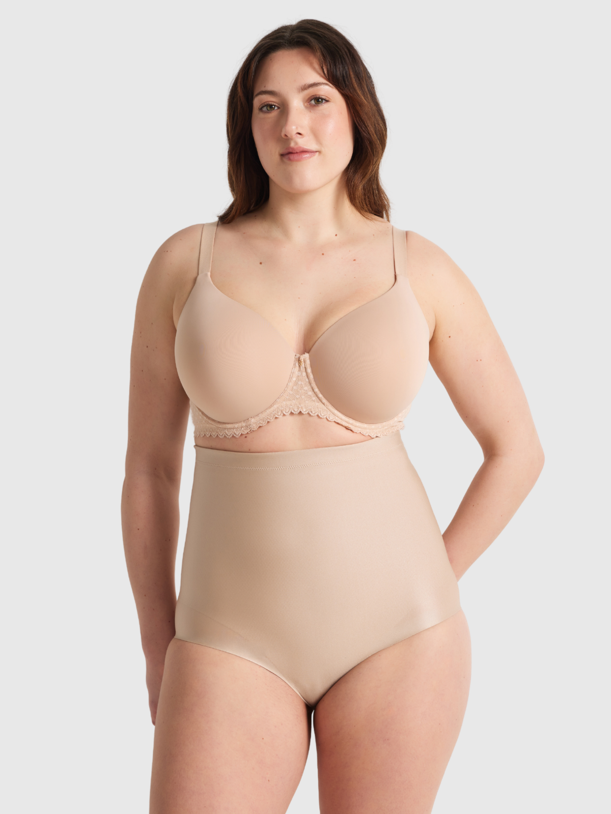 X Factor High Waisted Brief in Warm Taupe by Nancy Ganz