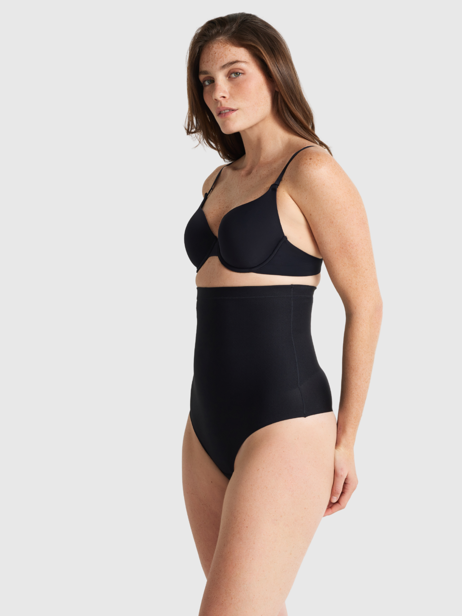 Nancy Ganz X-Factor High Waisted Thong in Black