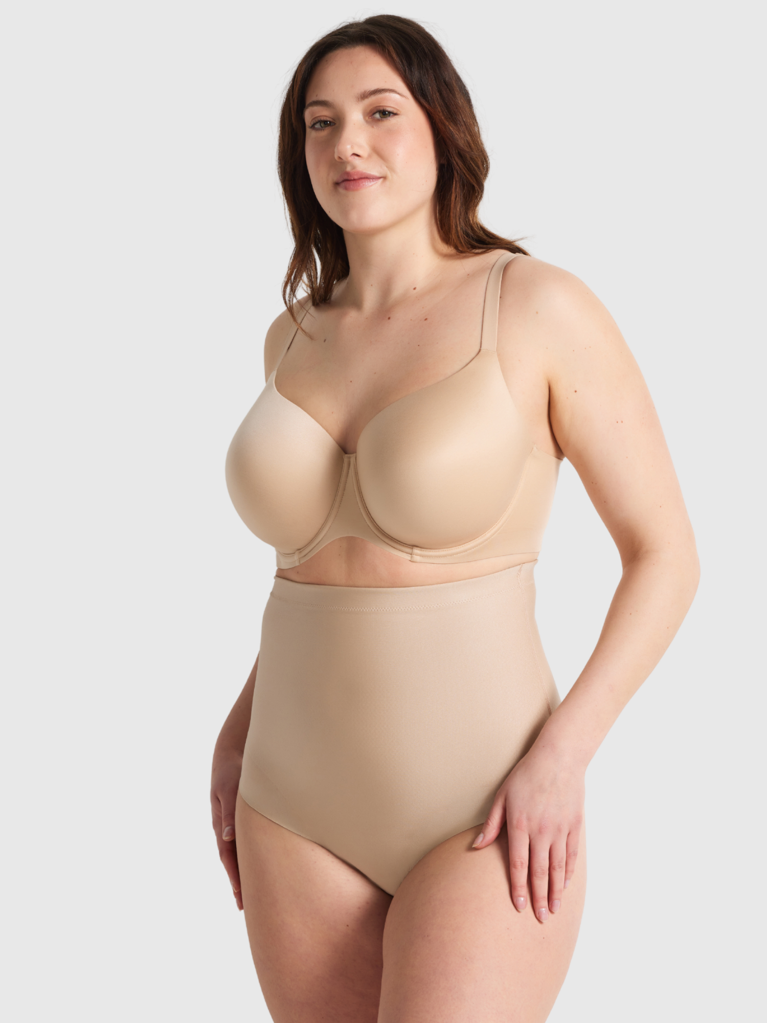 X-Factor High Waisted Thong in Warm Taupe by Nancy Ganz