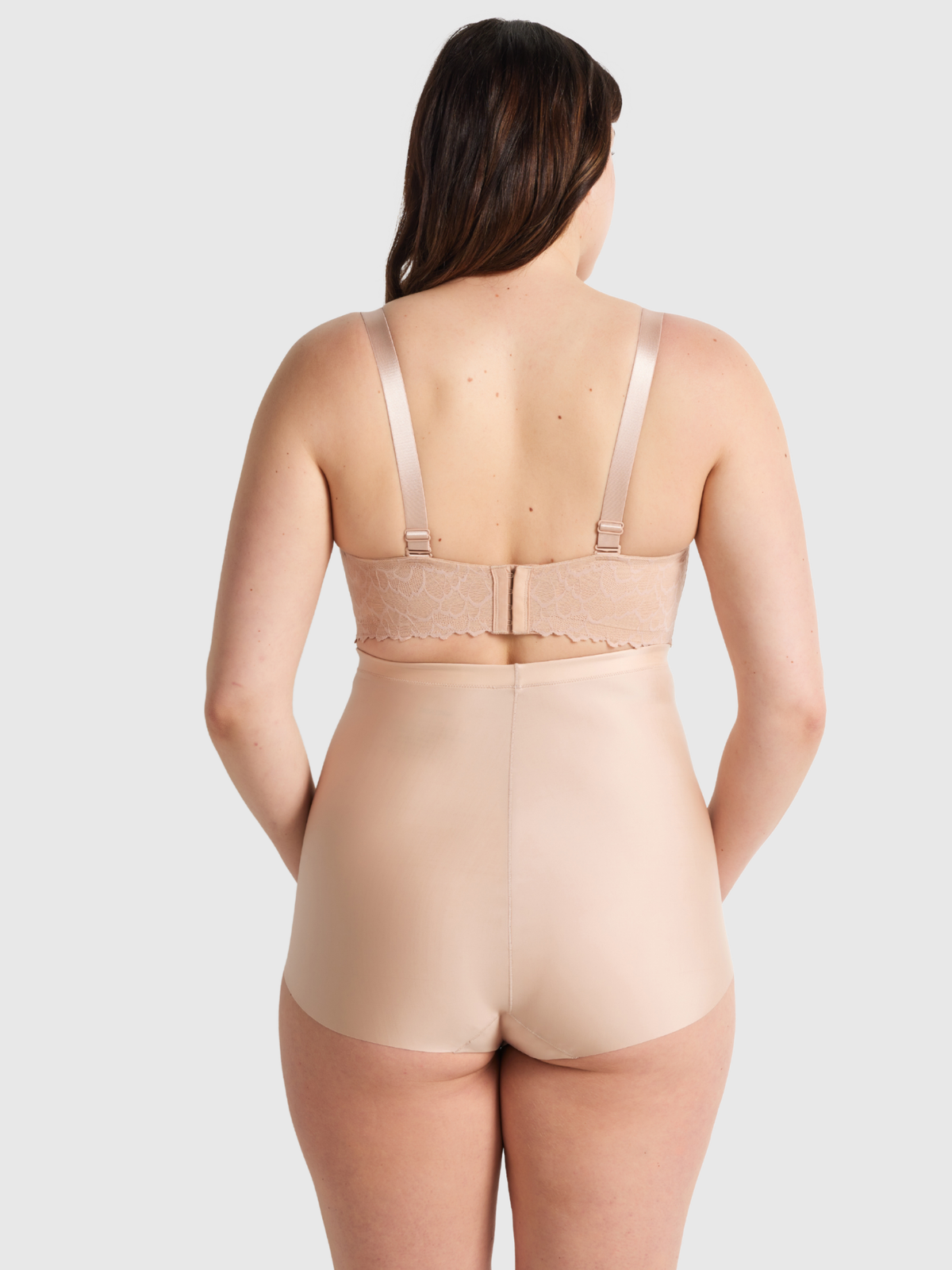Back view of Nancy Ganz No VPL High Waisted Brief featuring sleek recycled nylon fabric and supportive bonded panels.