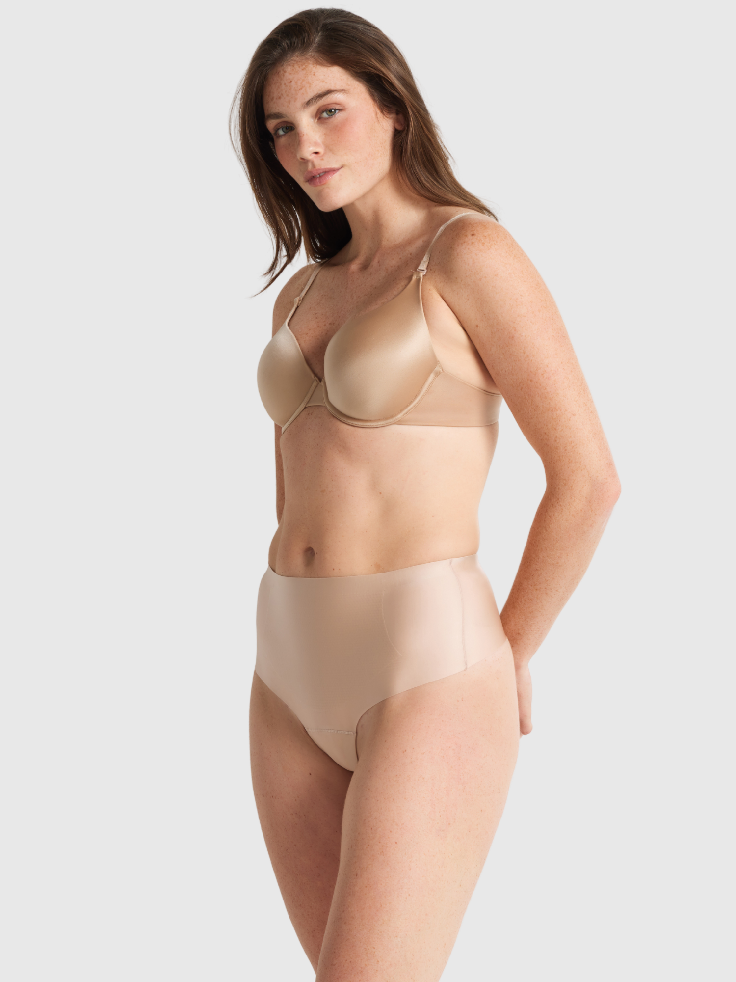 No Vpl Waisted Thong in Warm Taupe by Nancy Ganz