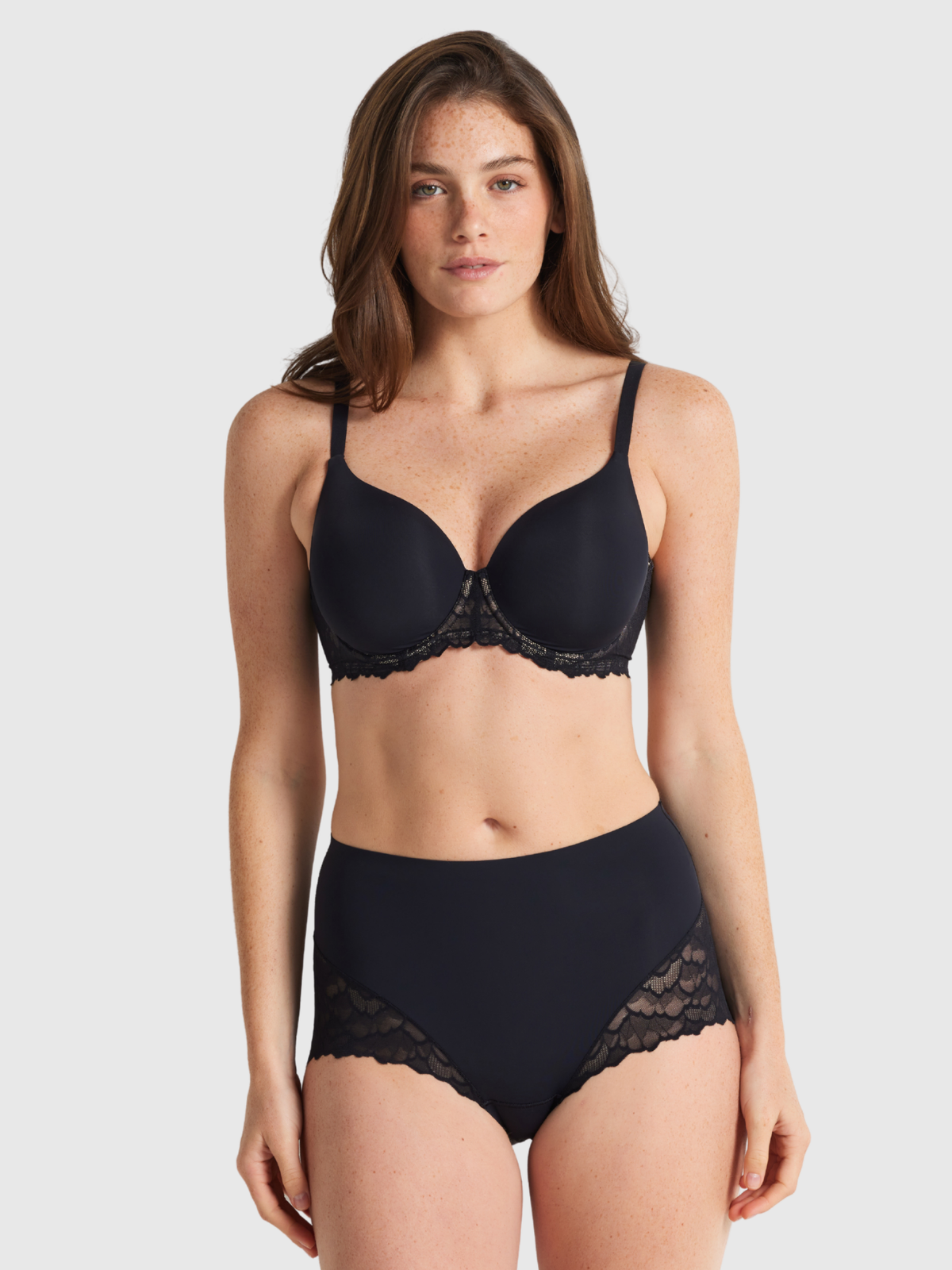 Nancy Ganz Sculpted Lace Waisted Brief in Black