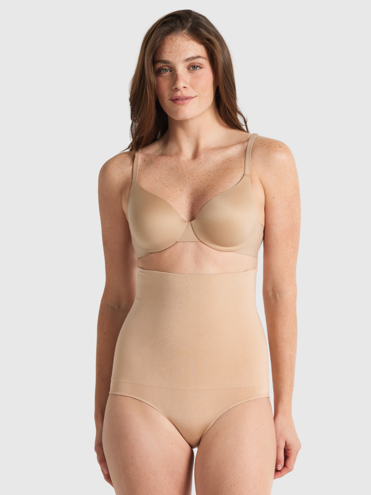 Nancy Ganz Seamless Seduction High Waisted Brief in Warm Taupe.