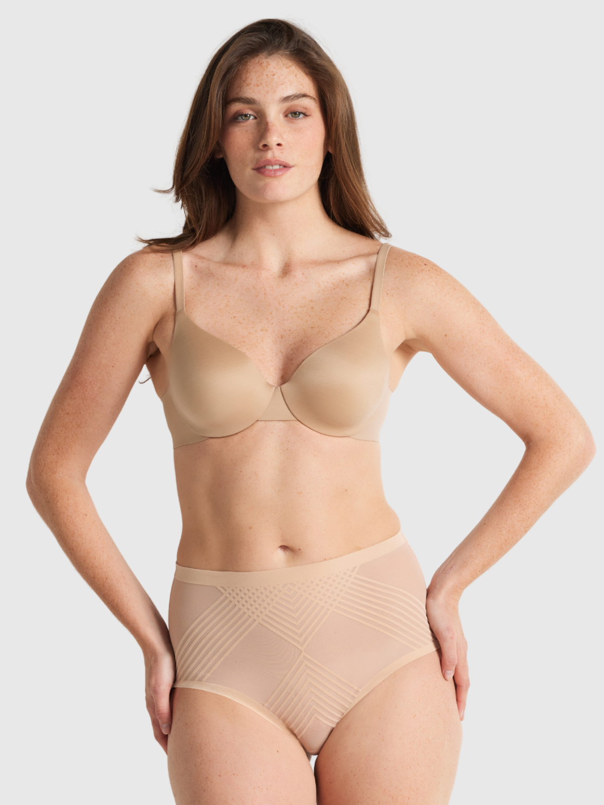 Nancy Ganz Sheer Power Waisted Brief in Warm Taupe.