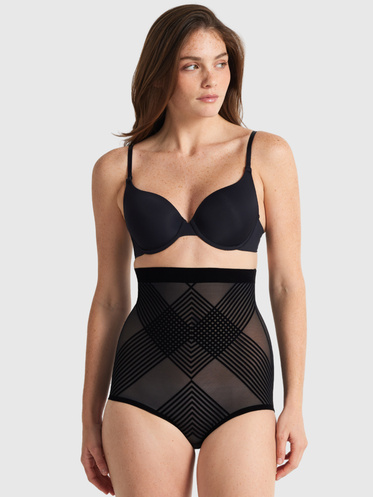 Nancy Ganz Sheer Power High Waisted Brief in Black.
