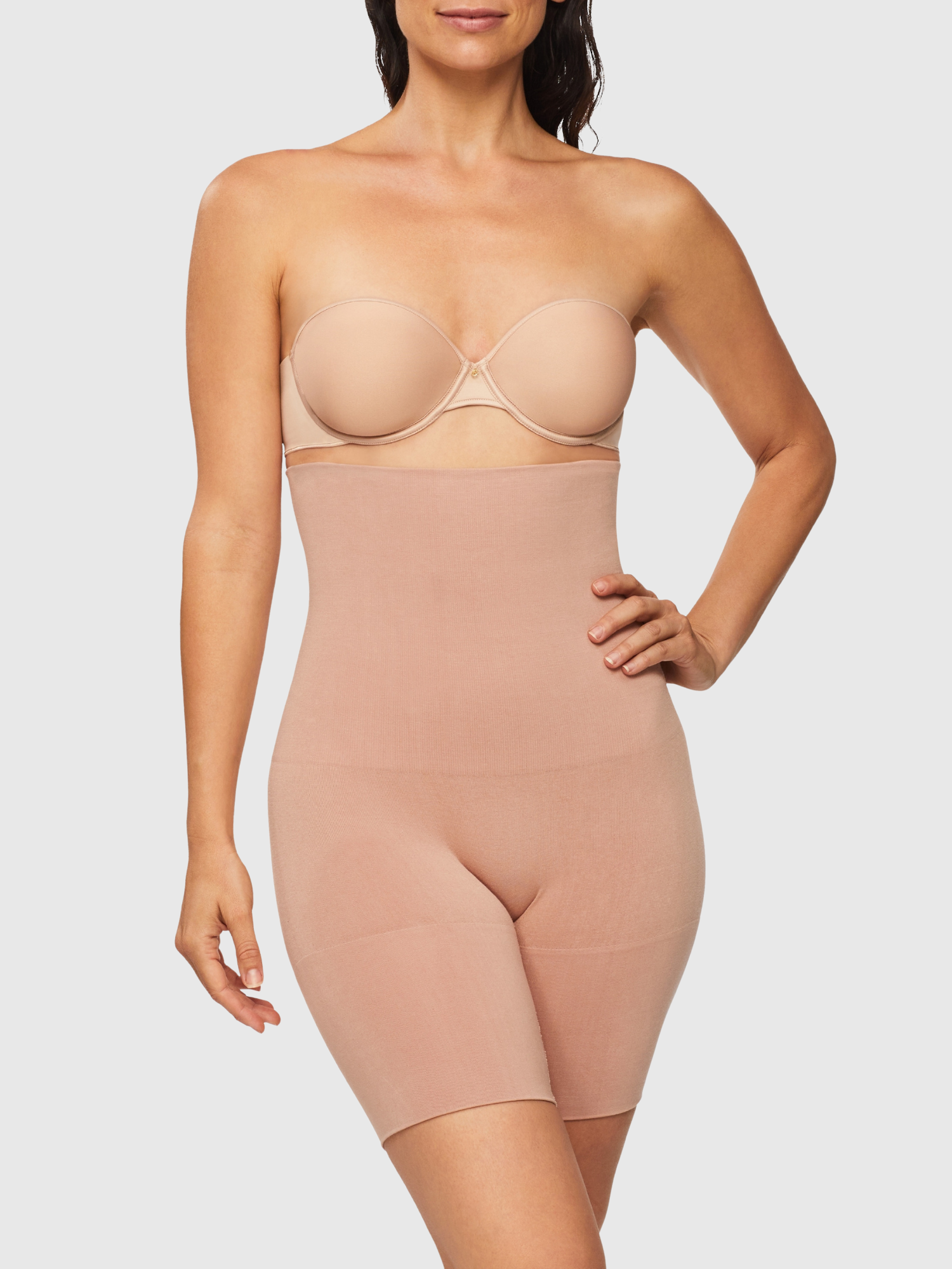 Bamboo Essentials High Waisted Thigh Shaper in Mahogany by Nancy Ganz