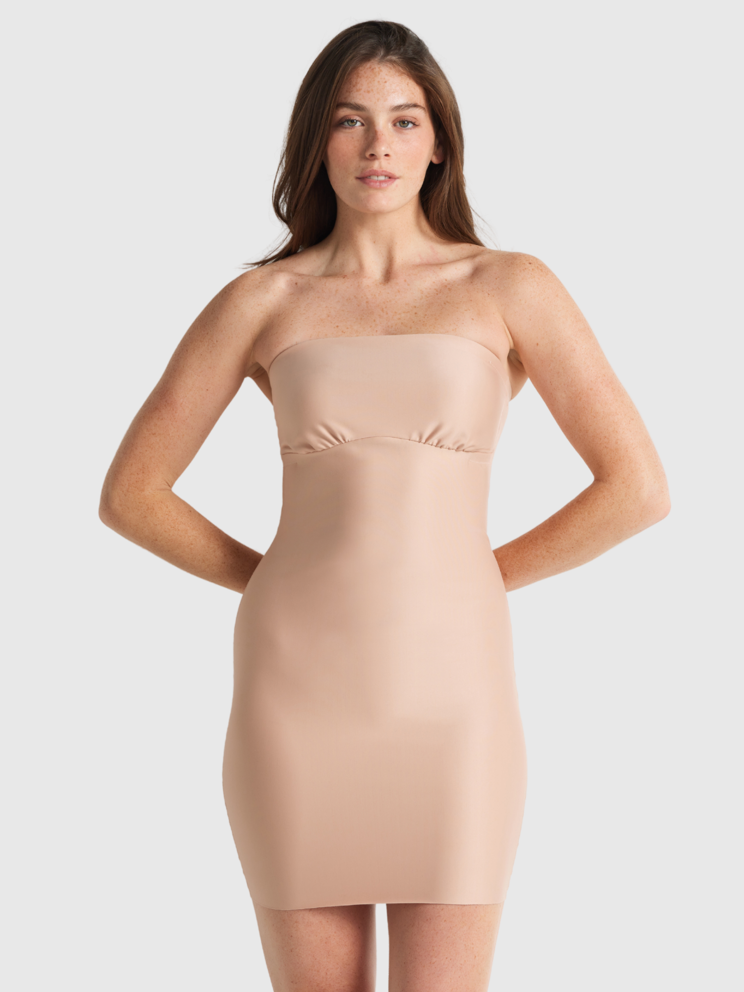 Nancy Ganz The Slip Edit Strapless Slip in Warm Taupe.