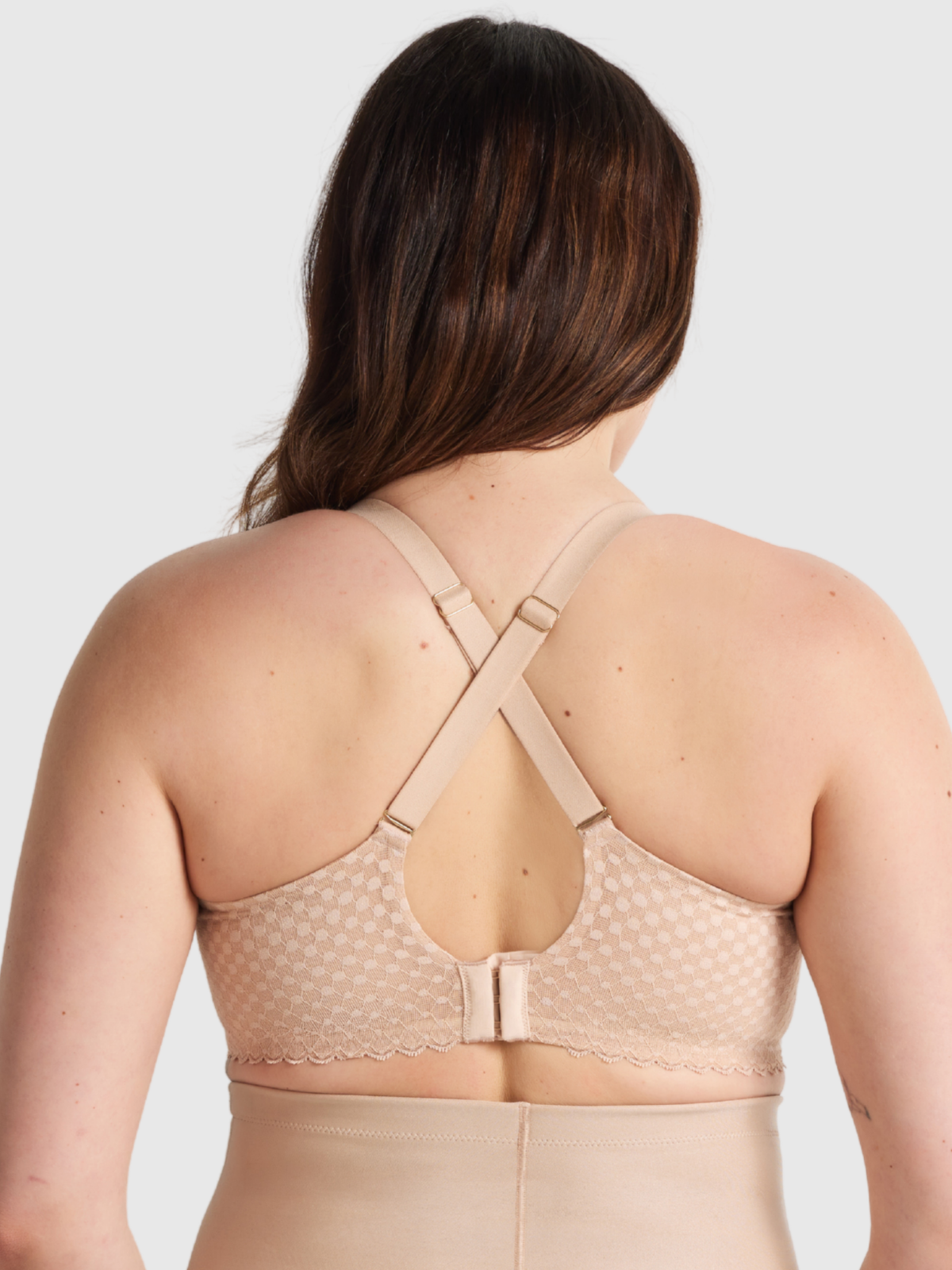 Back view of Nancy Ganz Revive Lace Full Cup Contour Bra highlighting the versatile strap options