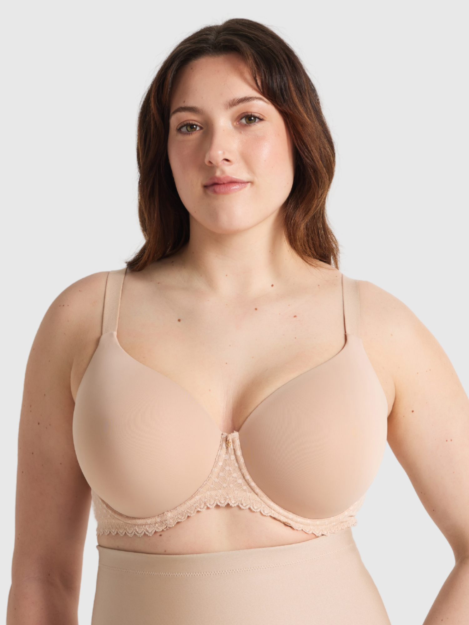 Revive Lace Full Coverage Bra in Warm Taupe by Nancy Ganz